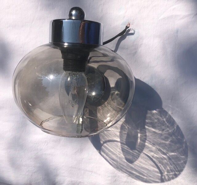 globe wall lamp, smoked glass