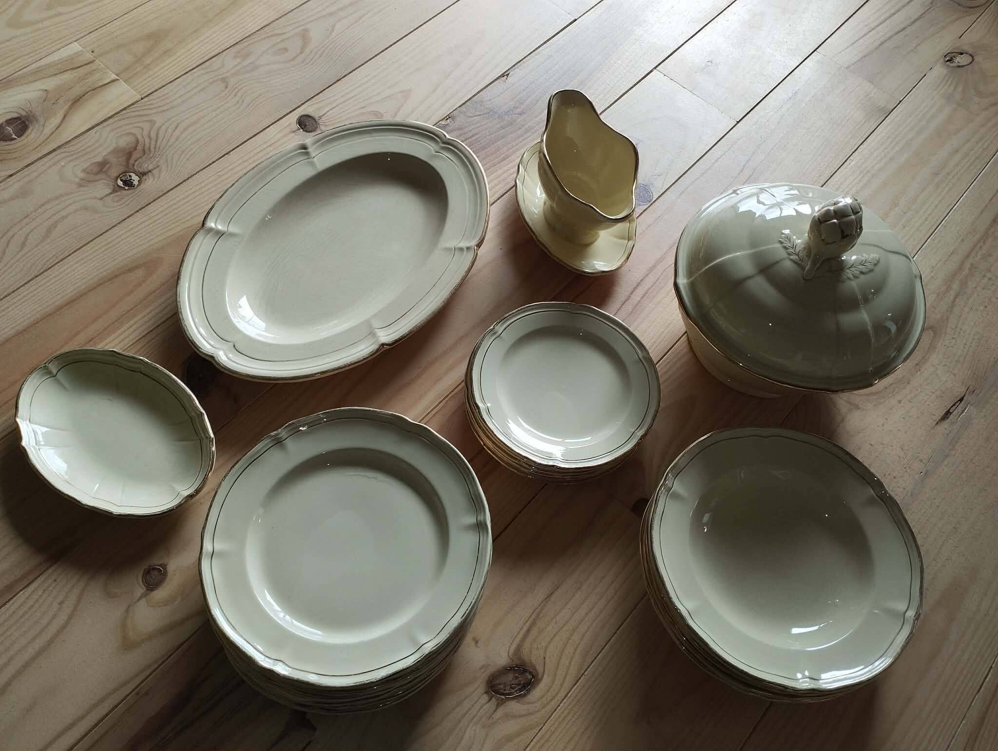 Service de table ancien gien – modèle niderviller – ensemble exceptionnel