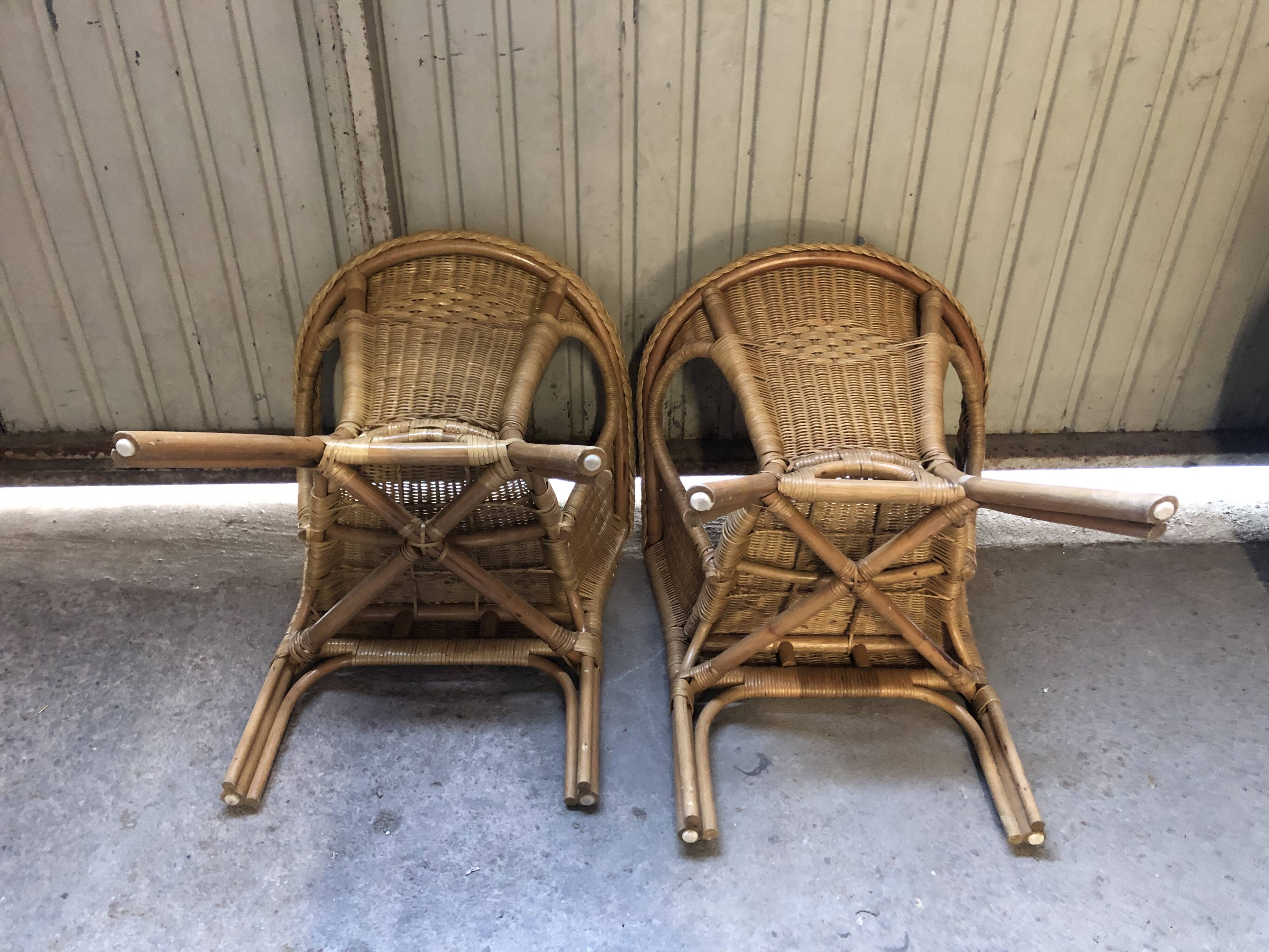 Vintage rattan armchairs 70s