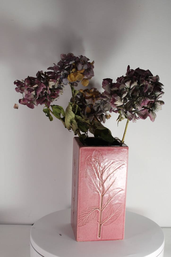 Vase Vallauris ceramic Leduc herbarium vintage pink 1960