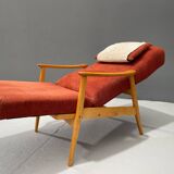 Scandinavian Beech Reclining Armchair, Sweden, 1950s
