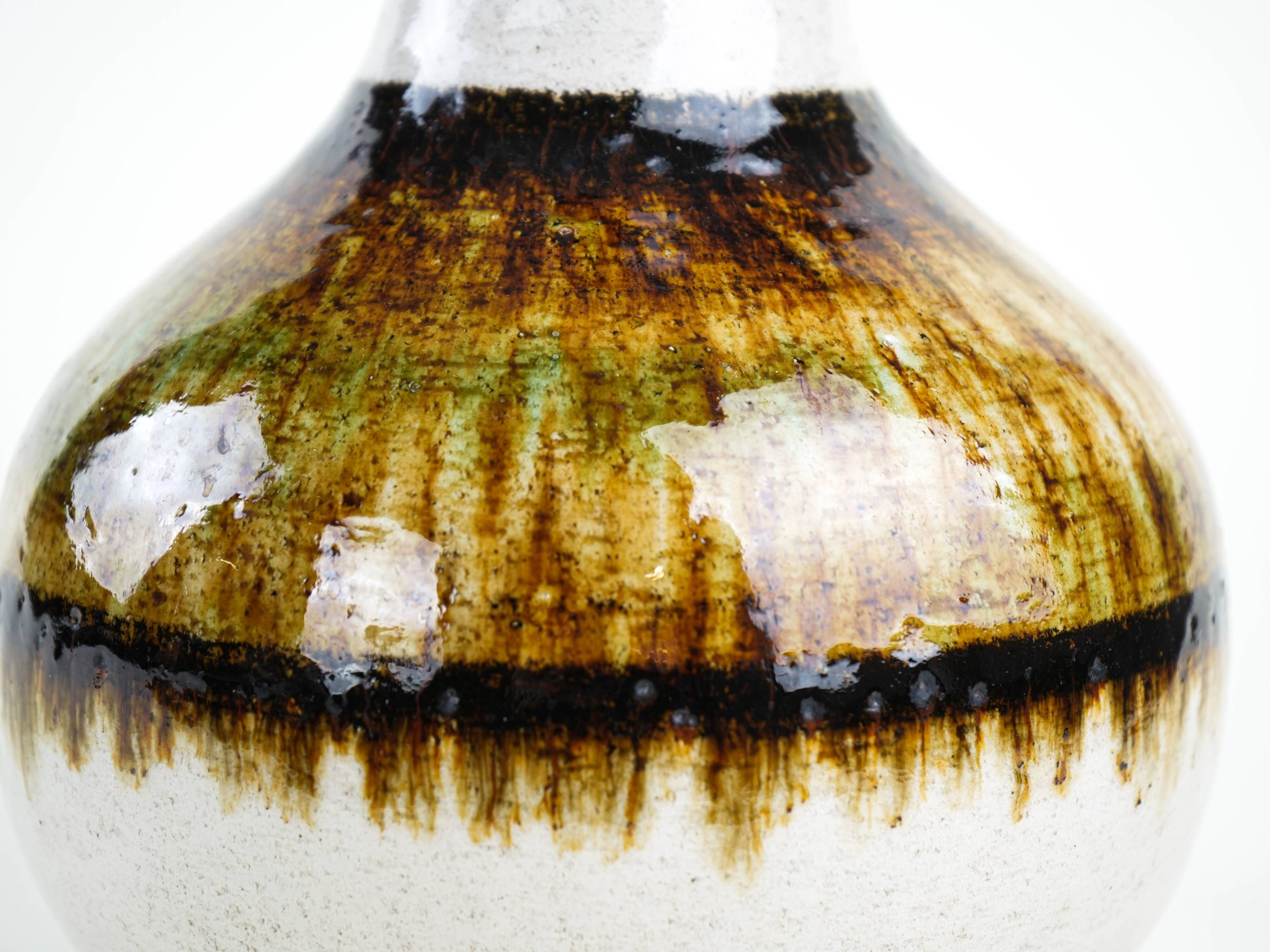 Ceramic vase with drip glaze, German pottery from the 1970s