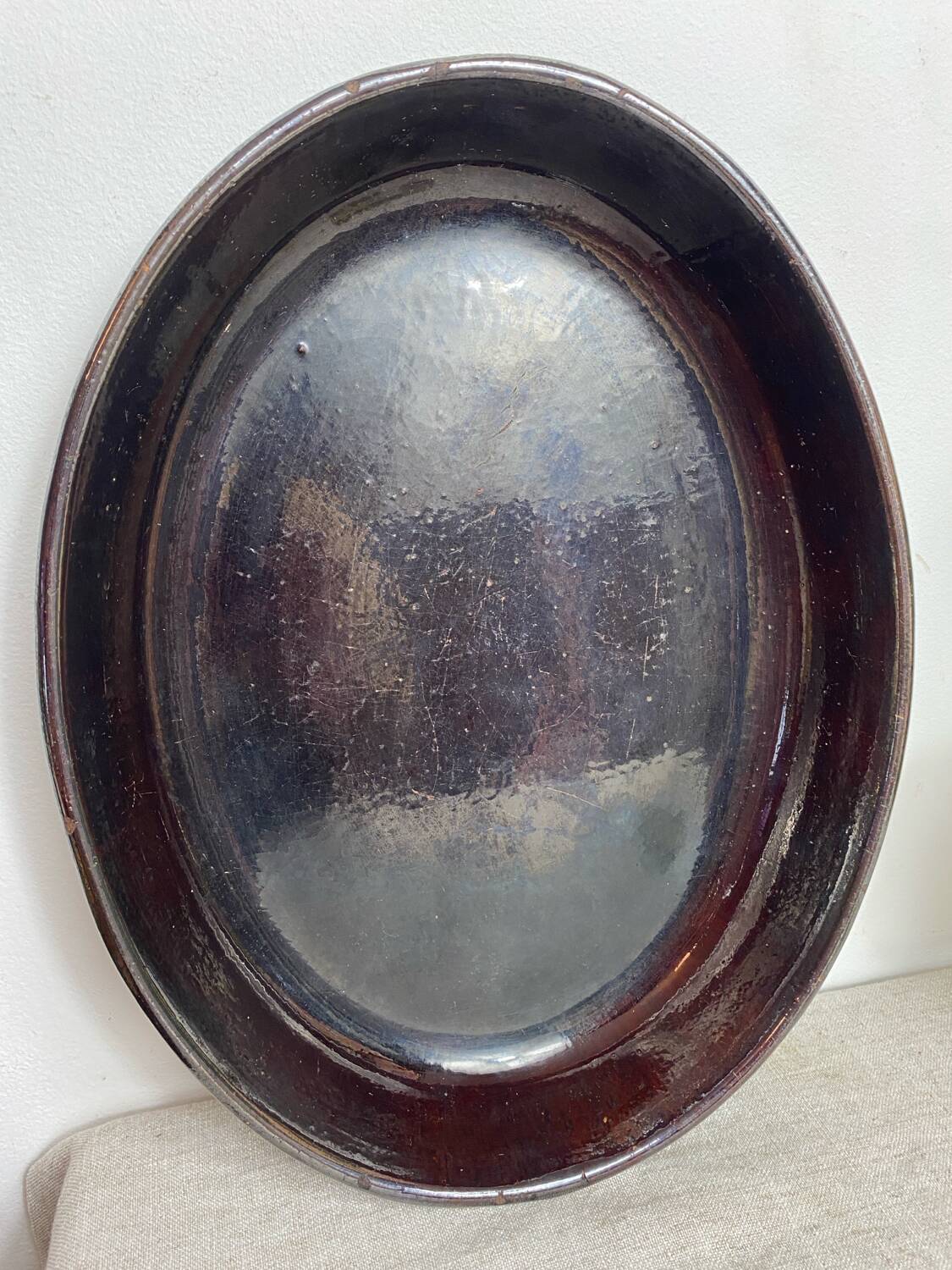 Vallauris iridescent ceramic gratin dish