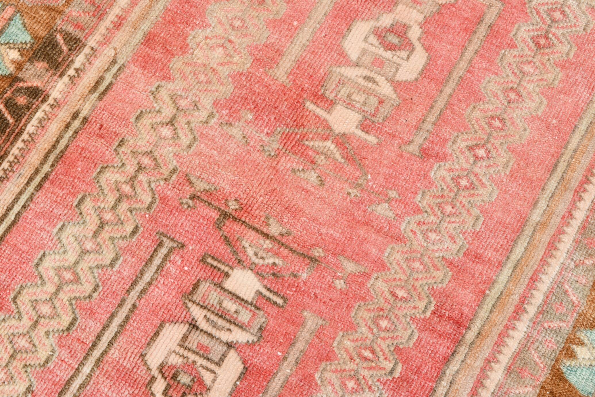 4x7 Pink & Brown Persian Area Rug 118x210Cm SK 22164