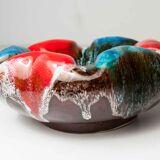 Colorful ceramic hexagonal ashtray in 1960s