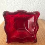 Red molded glass candlestick
