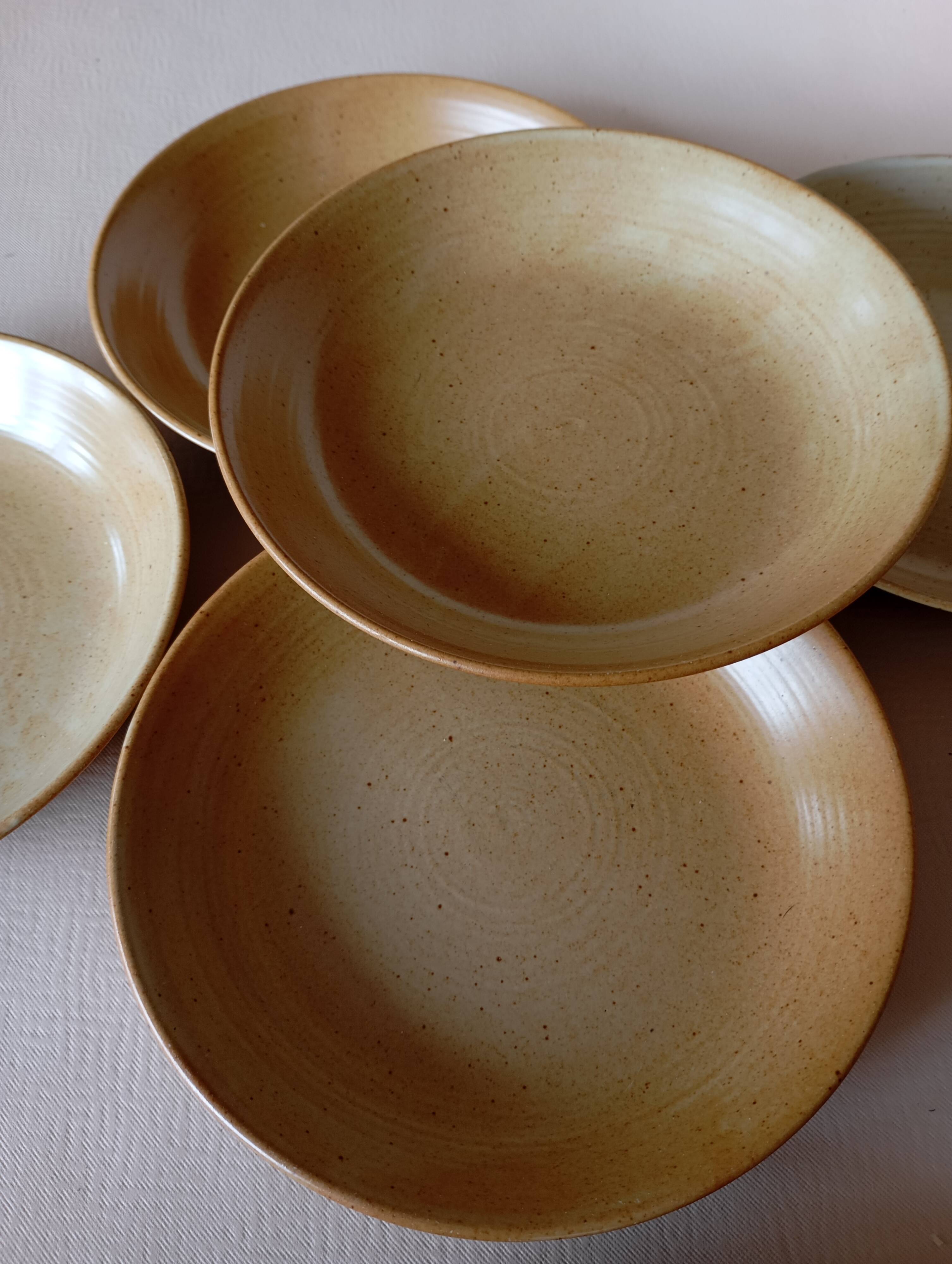 6 CNP Village stoneware skullcap plates