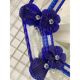 Elegant Italian Octagonal Murano Glass Mirror with Blue Floral Carved Detal