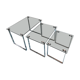 3 nesting coffee tables, smoked glass, chrome base
