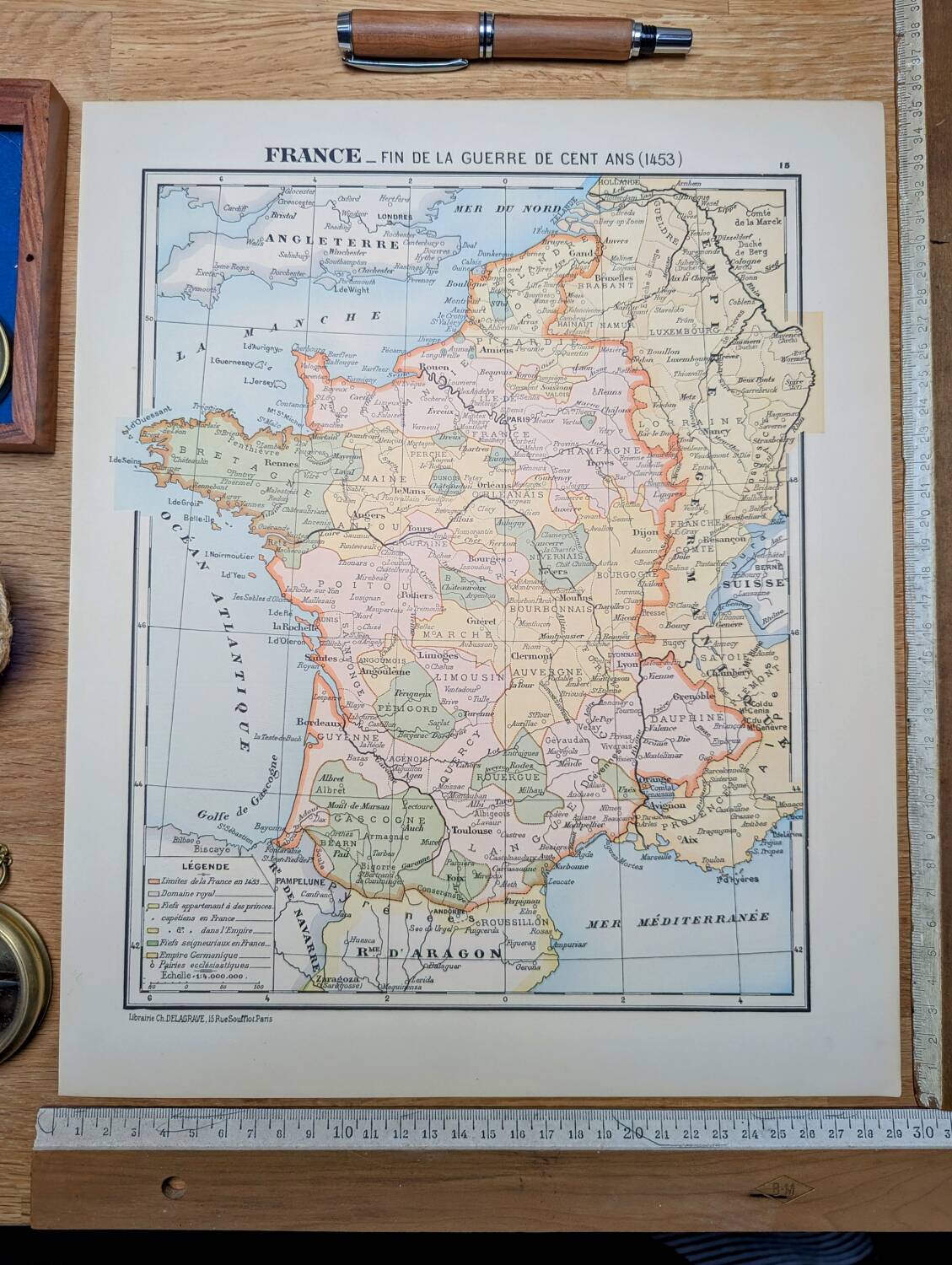Printed in 1900, France in 1453. Original Authentic Vintage.