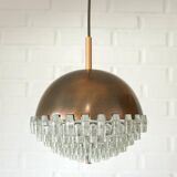 1/4 Vintage glass pendant light / brutalist copper bar lamps  MCM 1970s