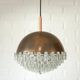 1/4 Vintage glass pendant light / brutalist copper bar lamps  MCM 1970s