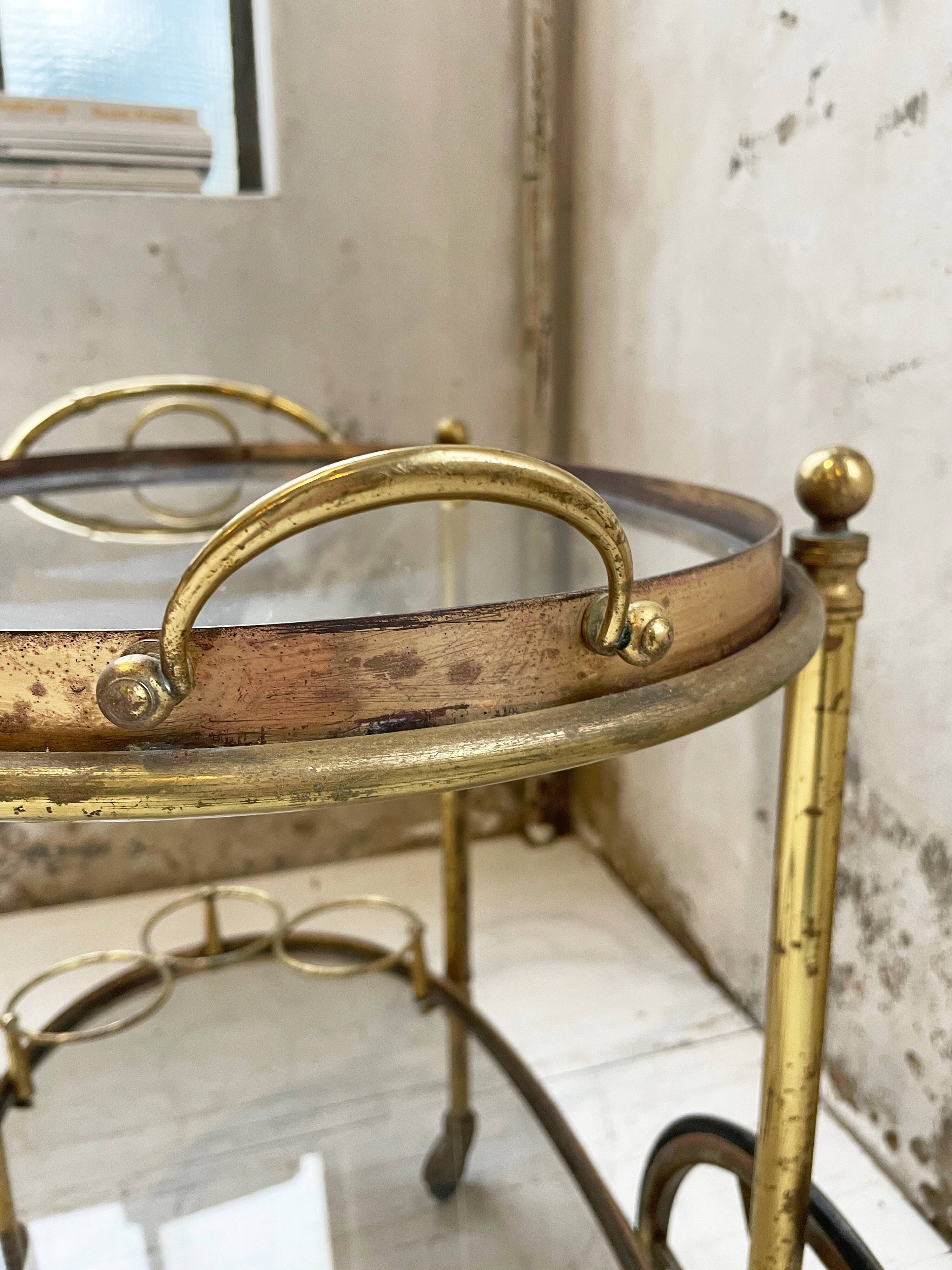 Cart serves brass bar