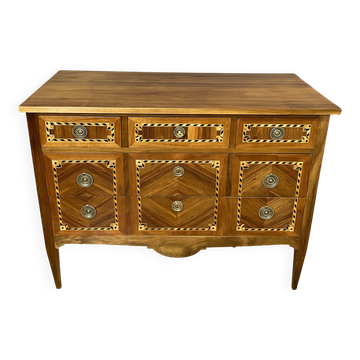 Louis XVI style chest of drawers in fruitwood