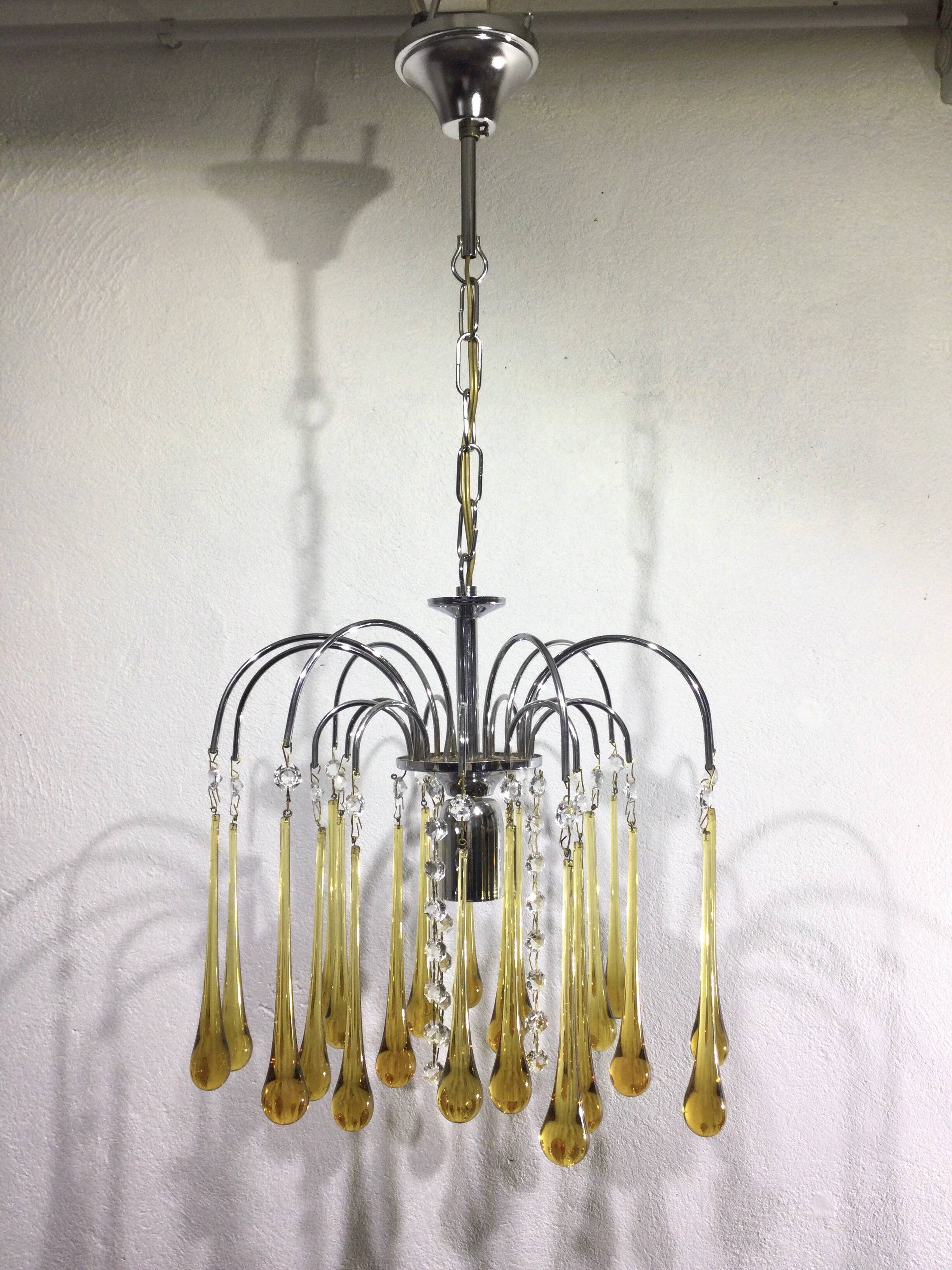 Murano chandelier drops in amber crystal