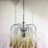 Lustre murano gouttes en cristal ambre