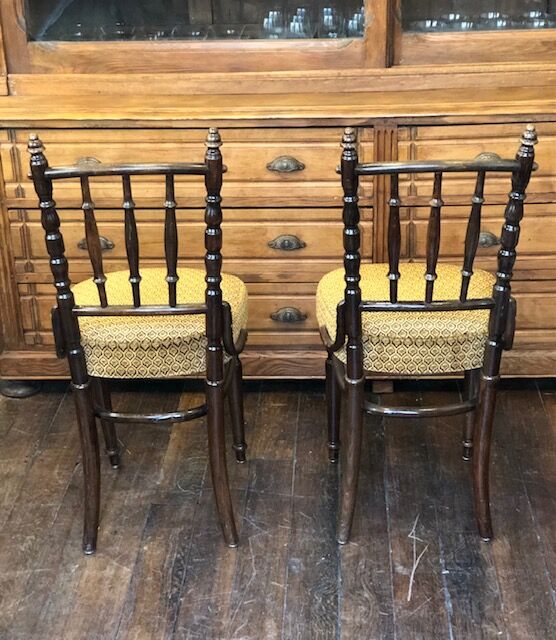 2 velvet seated bistro chairs