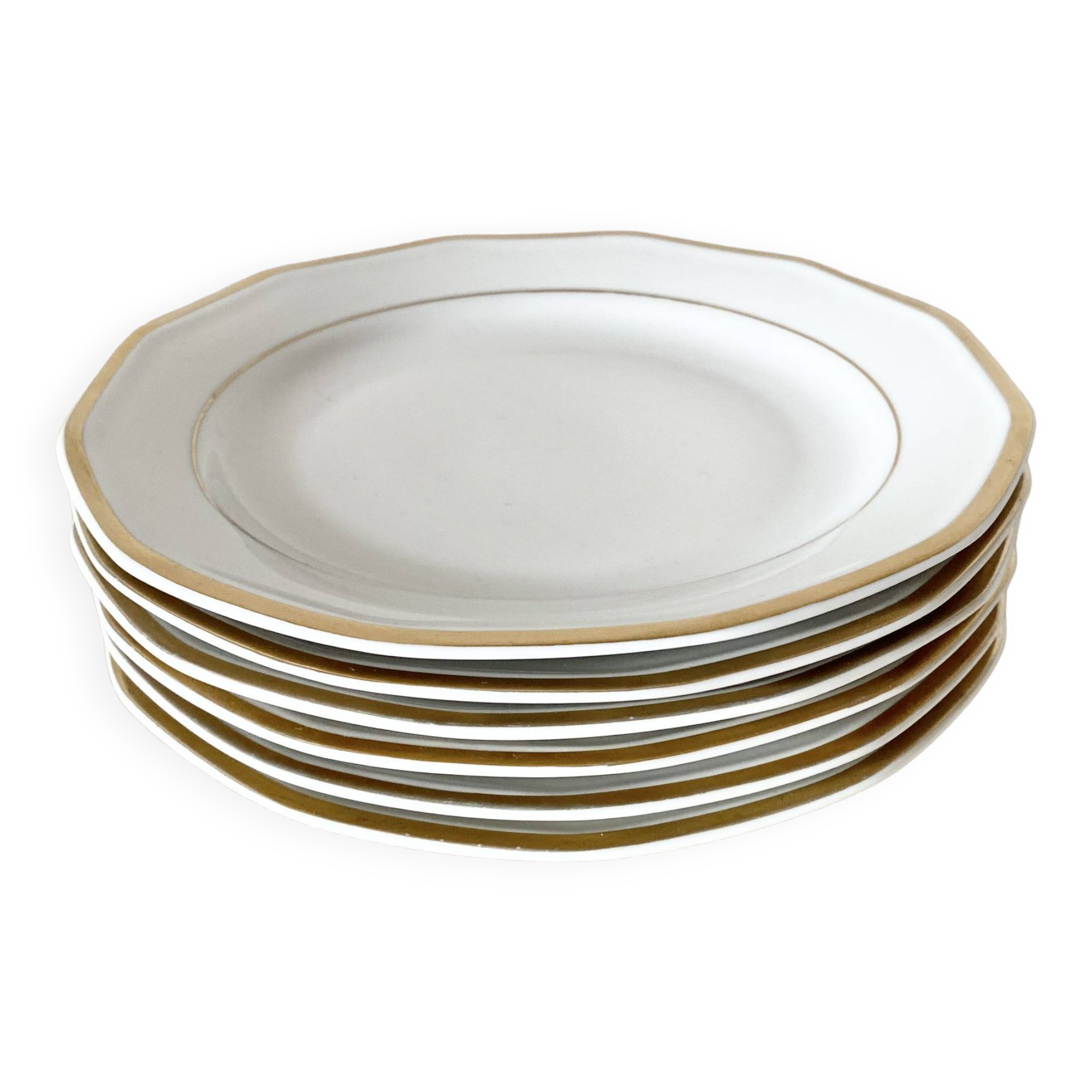 White and gold dessert plate