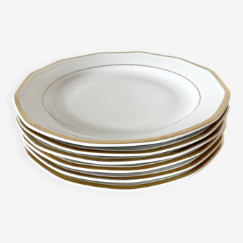 White and gold dessert plate