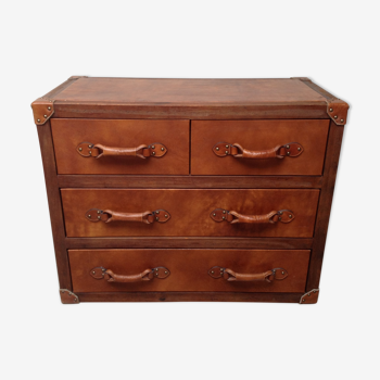 Wooden and leather dresser