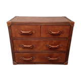 Commode  bois et cuir