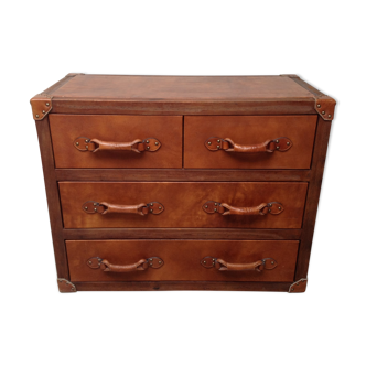 Commode  bois et cuir