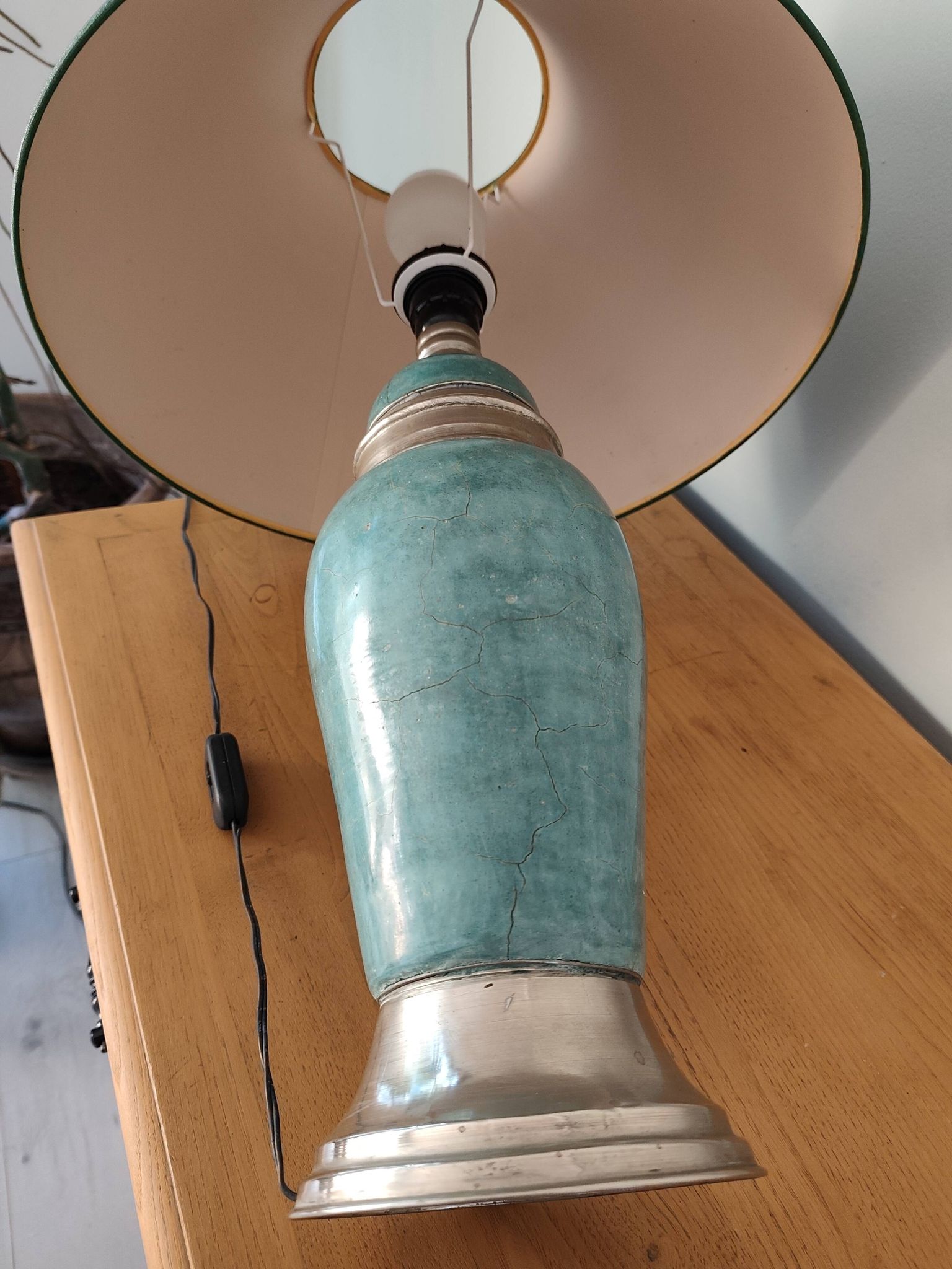 Lampe à poser bleu turquoise et laiton