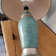 Lampe à poser bleu turquoise et laiton