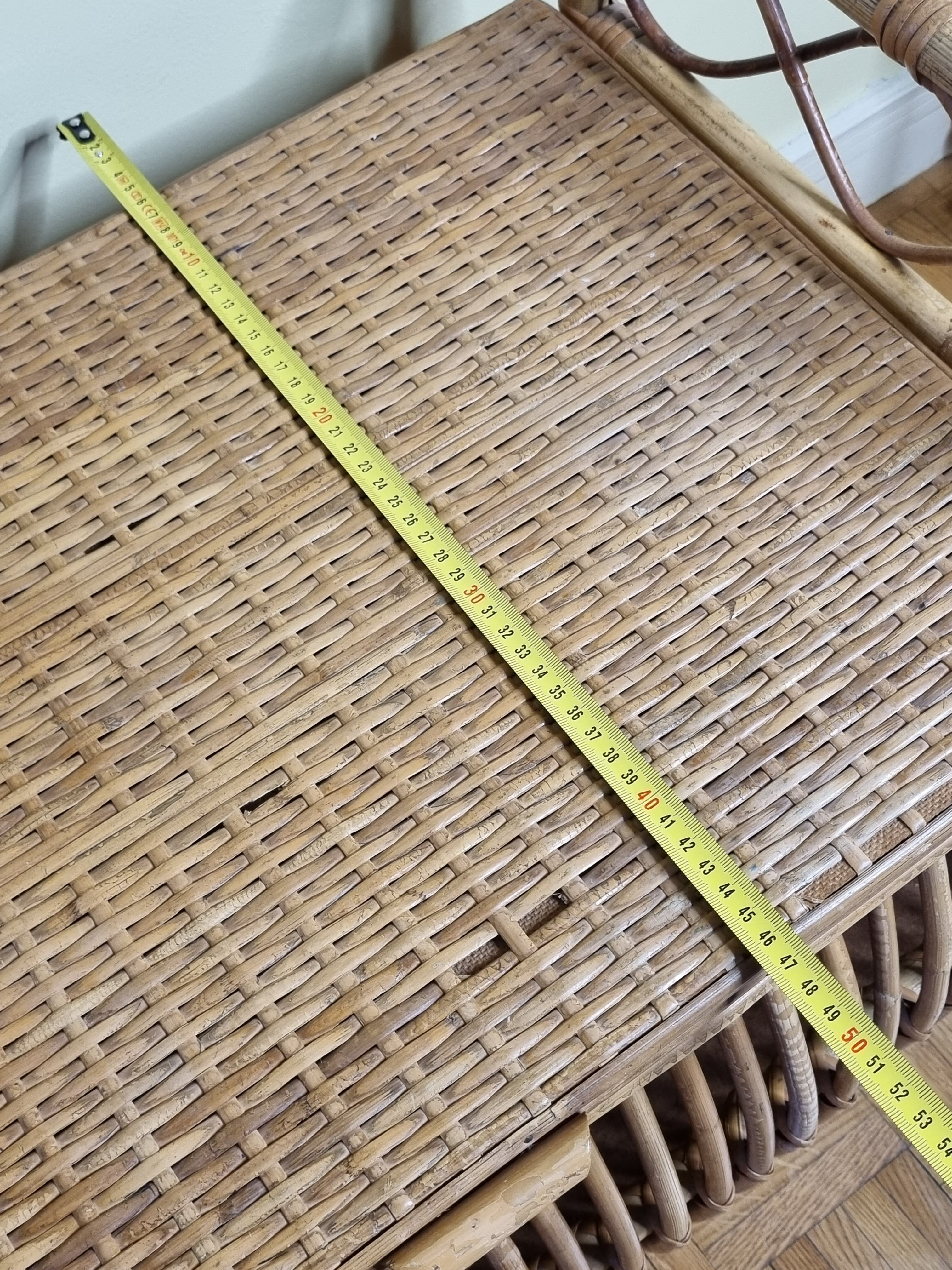 Storage box, vintage rattan bench, 80 cm