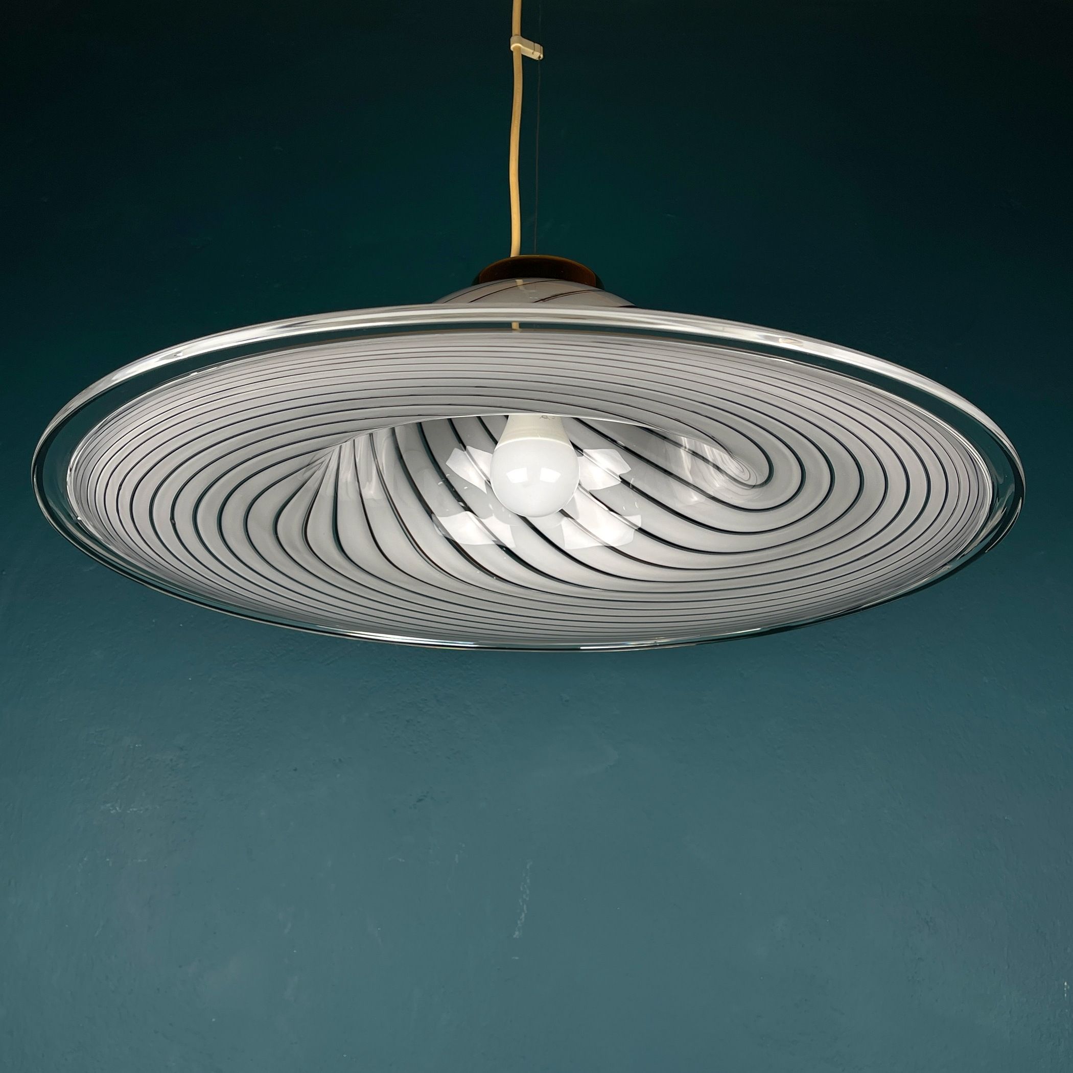 Classic swirl Murano glass pendant lamp Italy 1970s