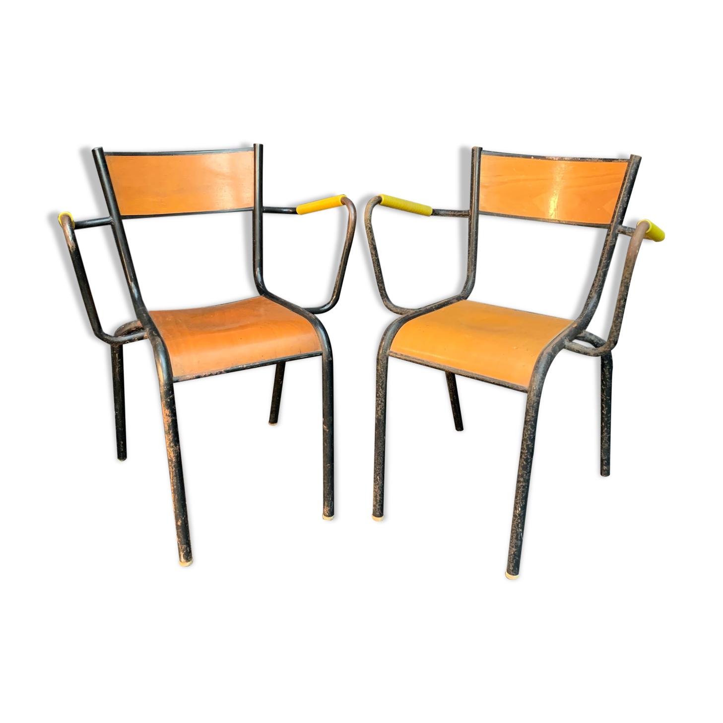 Pair of armchairs, school chairs 1950