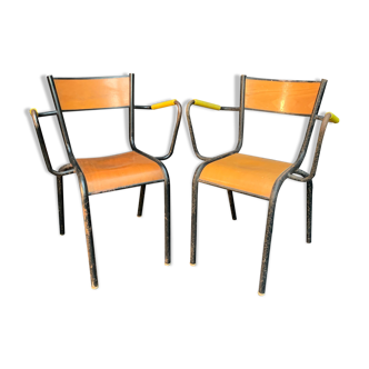 Pair of armchairs, school chairs 1950