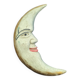 Crescent moon, vintage wood