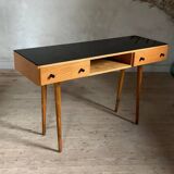 Vintage oak compass leg desk