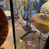 Dark-stained wood and glass vintage display cabinet — early 20th-century wall-mounted showcase