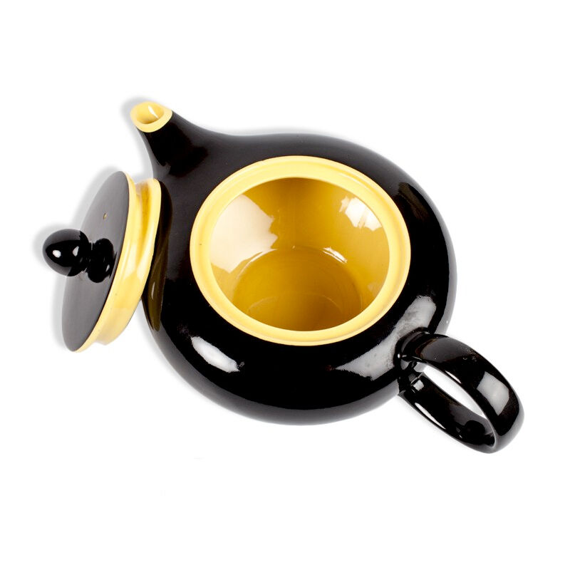 Black and yellow ceramic teapot Villeroy & Boch vintage