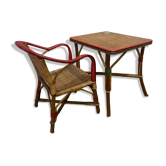 Ensemble table et fauteuil en rotin enfants