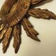 Old golden wood sun mirror 27cm