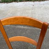 Scandinavian chair Baumann 88 solid beech wood and beige blue wool.