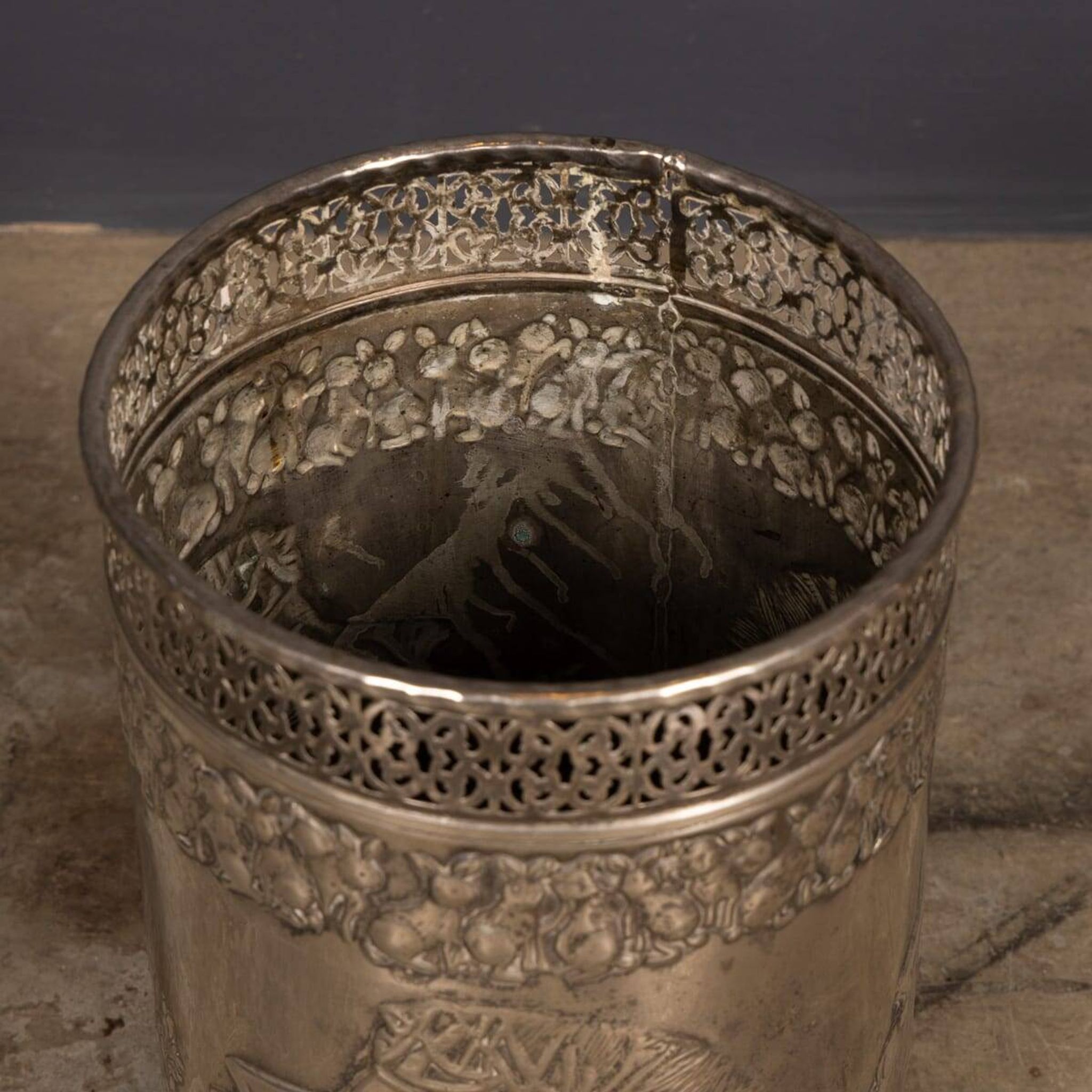 Antique Art Deco Silver Plated Waste Paper Bin c.1920