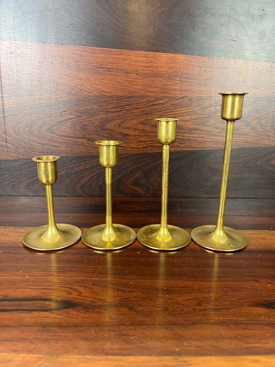 4 Scandinavian brass candlesticks from the 1960s