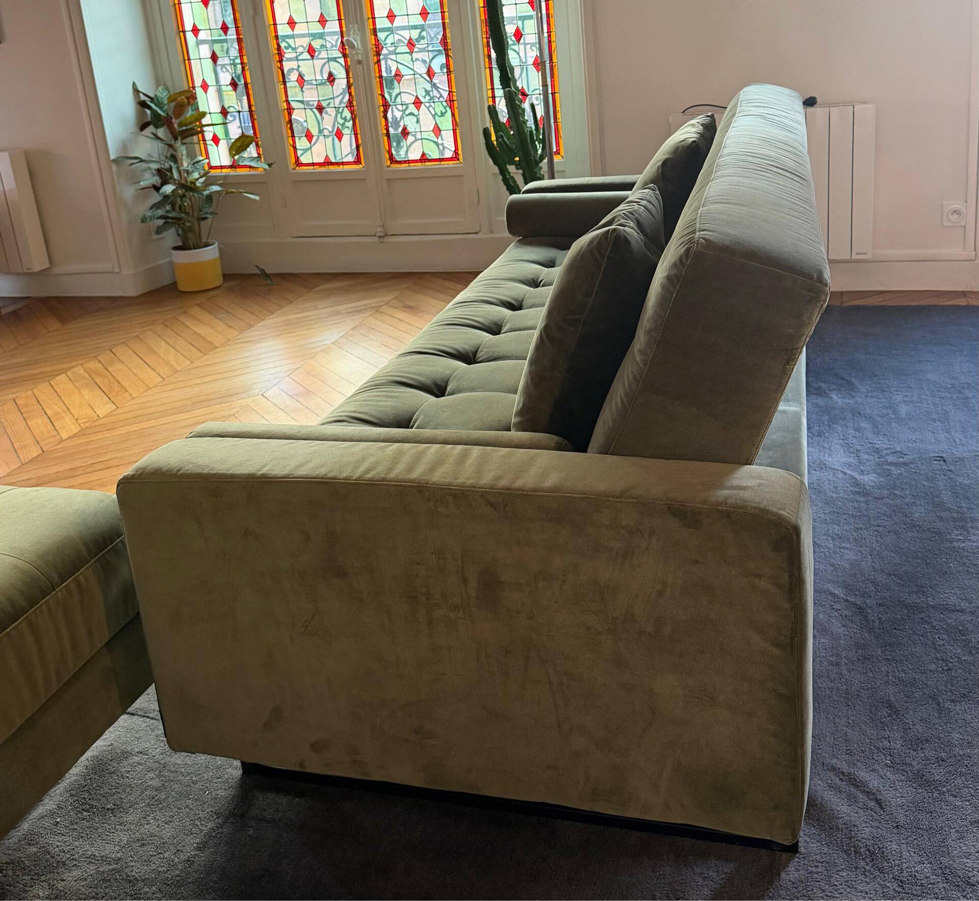 Sofa set nv gallery midnight bottle green velvet (convertible)
