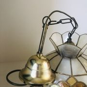Suspension luminaire mother-of-pearl and brass