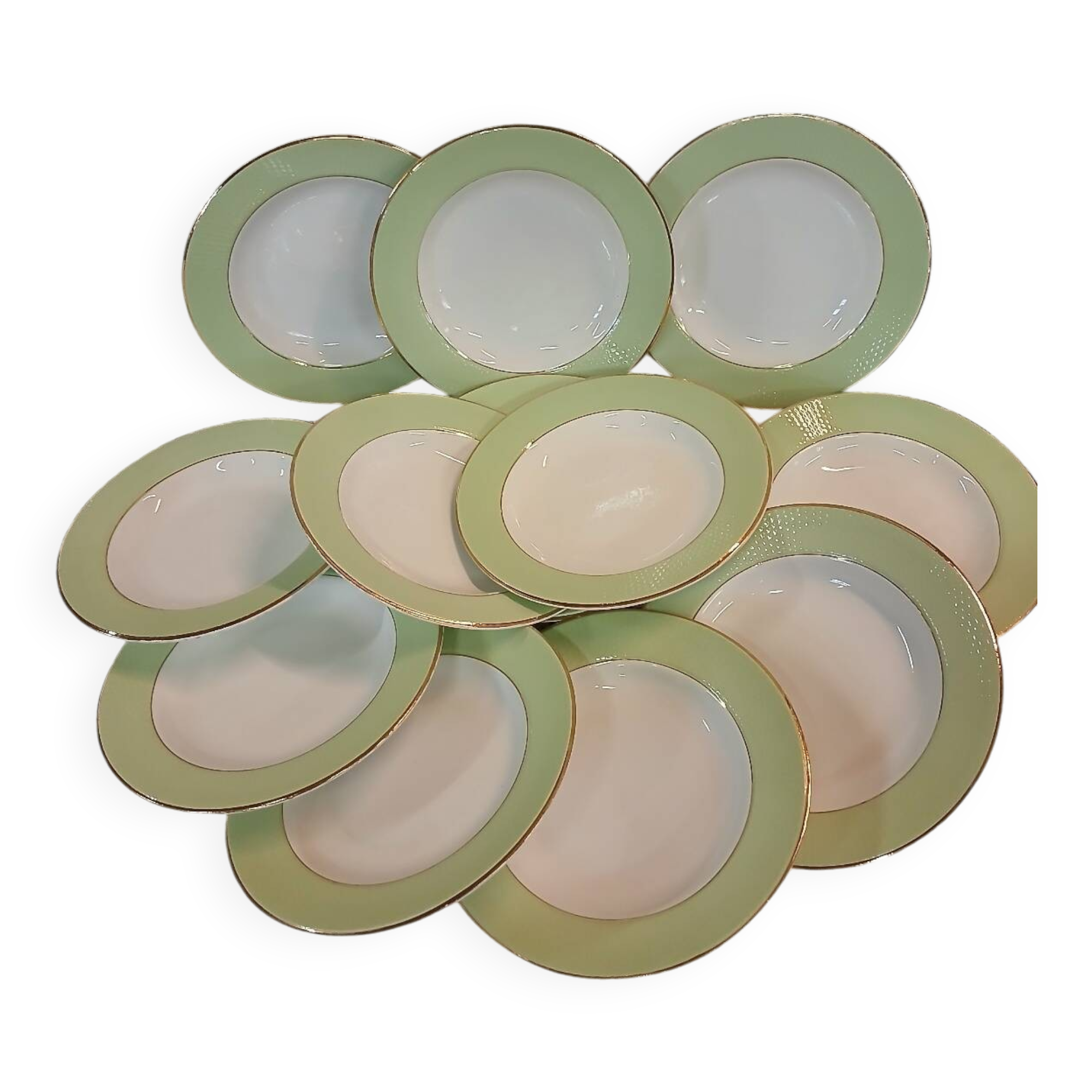 12 antique soup plates from L'Amandinoise