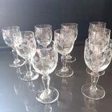 Batch of 9 engraved glasses
