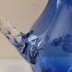 Ewer/pitcher, cobalt blue glass, enameled with flowers, 1950s-60s