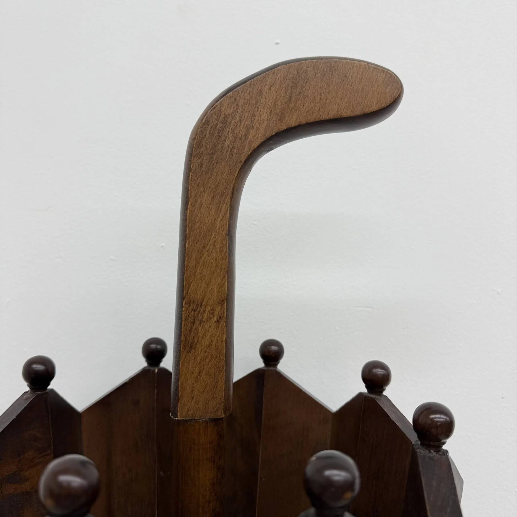 Art Deco chestnut wooden umbrella stand, France 1930s