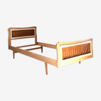 Wood and rattan bed frame