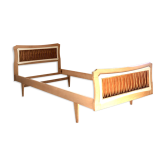 Wood and rattan bed frame