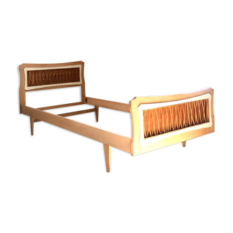 Bed frame wood and rattan